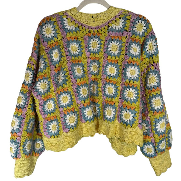 Alemais Petra Crochet Open Front Cardigan Yellow Multi 10 - Picture 7 of 8
